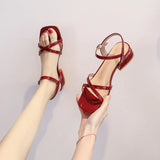 SUMMER THICK HEELS FLAT SANDALS