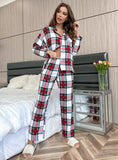 CLASSY WINTER PLAID LONG SLEEVE PAJAMA SUIT