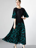 2023 PLEATED PRINTED LOOSE LEOPARD DRESS