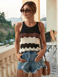 FASHION LOOSE HOLLOW SPLICING HALTER TOP