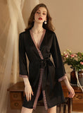 FASHION ICE SILK LONG SLEEVE SILK LACE BATHROBE