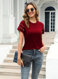 SPLICED LACE ROUND NECK T-SHIRT