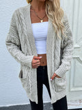 CLASSY LOOSE MEDIUM AND LONG TWISTED ROPE KNITTED CARDIGAN JACKET