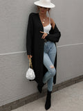 FASHION LONG CARDIGAN SOLID COLOR KNITTED SWEATER