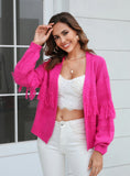 Short Knit Cardigan Fringed Sweater