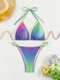 MULTICOLOR ILLUSION SEXY BACKLESS BIKINI