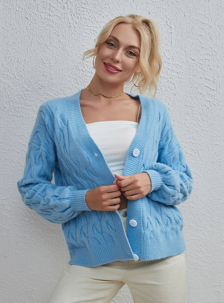 STYLISH SOLID COLOR CARDIGAN TWIST SWEATER COAT
