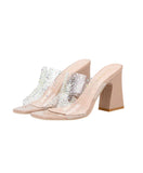 RHINESTONES THICK HEELS AND TRANSPARENT SLIPPER