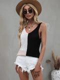 FASHION LOOSE HALTER TOP STITCHING SWEATER