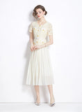 RETRO SHORT-SLEEVED SLIM BIG SWING DRESS