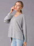 FASHION V-NECK LONG-SLEEVED SOLID COLOR SWEATER