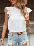 RUFFLED WHITE STITCHING SLEEVELESS SHIRT