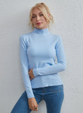 FASHION SOLID COLOR TOP SLIM TURTLE NECK SWEATER