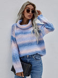 STYLISH RAINBOW STRIPED TURTLENECK SWEATER