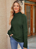 FASHION TURTLENECK TWIST SOLID COLOR KNITTED SWEATER