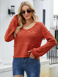 CLASSY LONG-SLEEVED U-NECK KNITTED LOOSE PULLOVER SWEATER