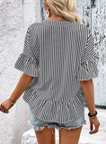 IRREGULAR STRIPED FLOUNCES SHIRT