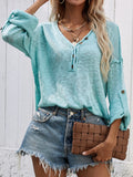 FASHION SOLID COLOR PULLOVER V-NECK SWEATER