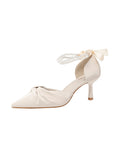 PEARL BUTTONS POINTED STILETTO HEELS