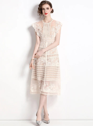 WOMEN EMBROIDERED LACE DRESS