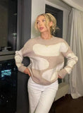 CLASSY CLOUD IRREGULAR CONTRAST COLOR SWEATER
