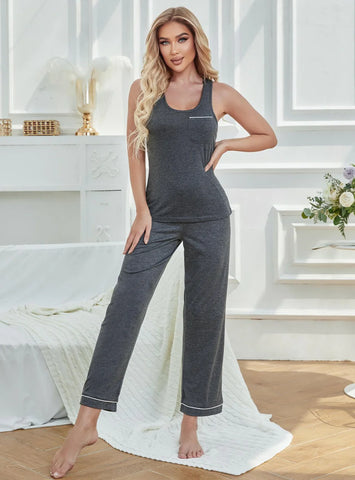 FASHION SUMMER SUSPENDER VEST TROUSERS HOME SUIT