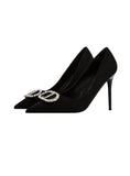 HIGH HEEL POINTED RHINESTONE METAL BUCKLE SHOES
