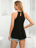 SOLID COLOR LACE STITCHING SLEEVELESS VEST TOP