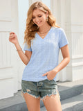 HOLLOW V-NECK CASUAL T-SHIRT