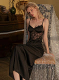 SEXY STITCHING LACE SATIN SLIM SUSPENDER NIGHTDRESS