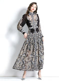 LONG-SLEEVED LANTERN SLEEVE PRINTED DRESS