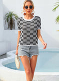 Plaid Beach Seaside Short Sleeve T-shirt