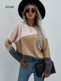 FASHION LOOSE ROUND NECK STRIPED SWEATER