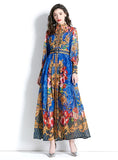 RETRO PRINT LONG SLEEVE DRESS