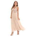 OPEN-BACK CHIFFON SEQUINED DRESS
