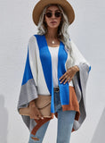 FASHION PLAID LOOSE KNIT CARDIGAN COAT SWEATER