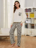 FASHION LONG SLEEVE LEOPARD PRINT PAJAMAS TWO-PIECE SUIT