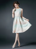 SLEEVELESS SLIM WAIST JACQUARD DRESS