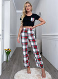 FASHION SUMMER SHORT SLEEVE PLAID TROUSERS S