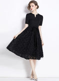 COLOR MATCHING FLOWER SWING DRESS