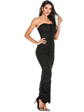 PLEATED SEXY TUBE TOP TIGHT BACKLESS DRESS