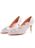 7 CM POINTED STILETTO LACE RHINESTONES WEDDING DRESS