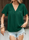 FASHION SOLID COLOR PLEATED SHIRT