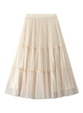 BEADED GAUZE PLEATED SKIRT