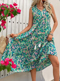 SLEEVELESS BOHEMIAN PRINT DRESS