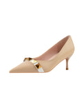 THIN HEELS METAL BUTTON POINTED SHOES