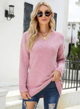 FASHION LONG SLEEVE V-NECK LOOSE PULLOVER SWEATER