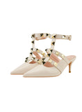 SHALLOW-MOUTH POINTED METAL RIVET HOLLOW SHOES