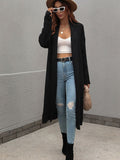 FASHION ROUND NECK KNIT CARDIGAN LOOSE SOLID COLOR SWEATER