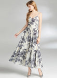 SLIM SLEEVELESS PRINT MEDIUM-LONG DRESS